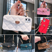 Load image into Gallery viewer, Chain Oblique Cross Silicone Small Incense Wind Wallet Mobile Phone Case For Iphone