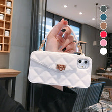 Load image into Gallery viewer, Chain Oblique Cross Silicone Small Incense Wind Wallet Mobile Phone Case For Iphone