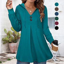 Load image into Gallery viewer, Women's Button Hooded Sweatshirt