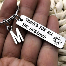 Load image into Gallery viewer, Naughty Keychain/Charm Couple Key Ring with letter pendant