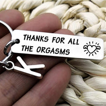 Load image into Gallery viewer, Naughty Keychain/Charm Couple Key Ring with letter pendant