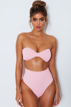 Load image into Gallery viewer, New Ribbed Bowknot Bandeau Bikini Swimsuit in Pink.MO