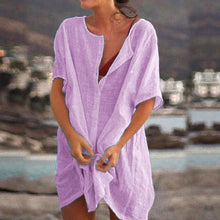 Load image into Gallery viewer, Women's Cotton and linen Plain Loose Long Shirt