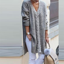 Load image into Gallery viewer, Womens Knitted Split Long Sleeve Loose Kint Sweater
