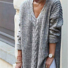Load image into Gallery viewer, Womens Knitted Split Long Sleeve Loose Kint Sweater