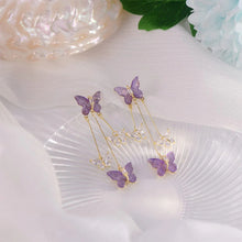 Load image into Gallery viewer, Crystal Butterfly Tassel Earrings