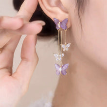 Load image into Gallery viewer, Crystal Butterfly Tassel Earrings