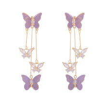 Load image into Gallery viewer, Crystal Butterfly Tassel Earrings