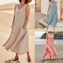 Load image into Gallery viewer, Women's Sleeveless Cotton And Linen Dress
