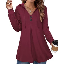Load image into Gallery viewer, Women's Button Hooded Sweatshirt